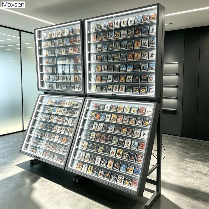 custom.Maxsen 2-Tier 5mm Thick LED Lighted Pre-Assembled Freestanding/Countertop Vertical Americana Style Bracket Shelf Display