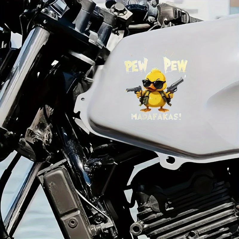 ملصق فينيل كرتوني مسلح بالكامل على شكل بط - تصميم مضحك "PEW PEW" للسيارات والشاحنات والدراجات النارية والأمتعة والمزيد #6