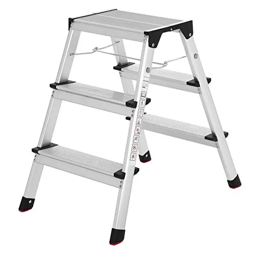 Aluminum ladder, household ladder, lightweight 3 kg, foldable multi-function steps on both sides 2x3 steps GLT23K