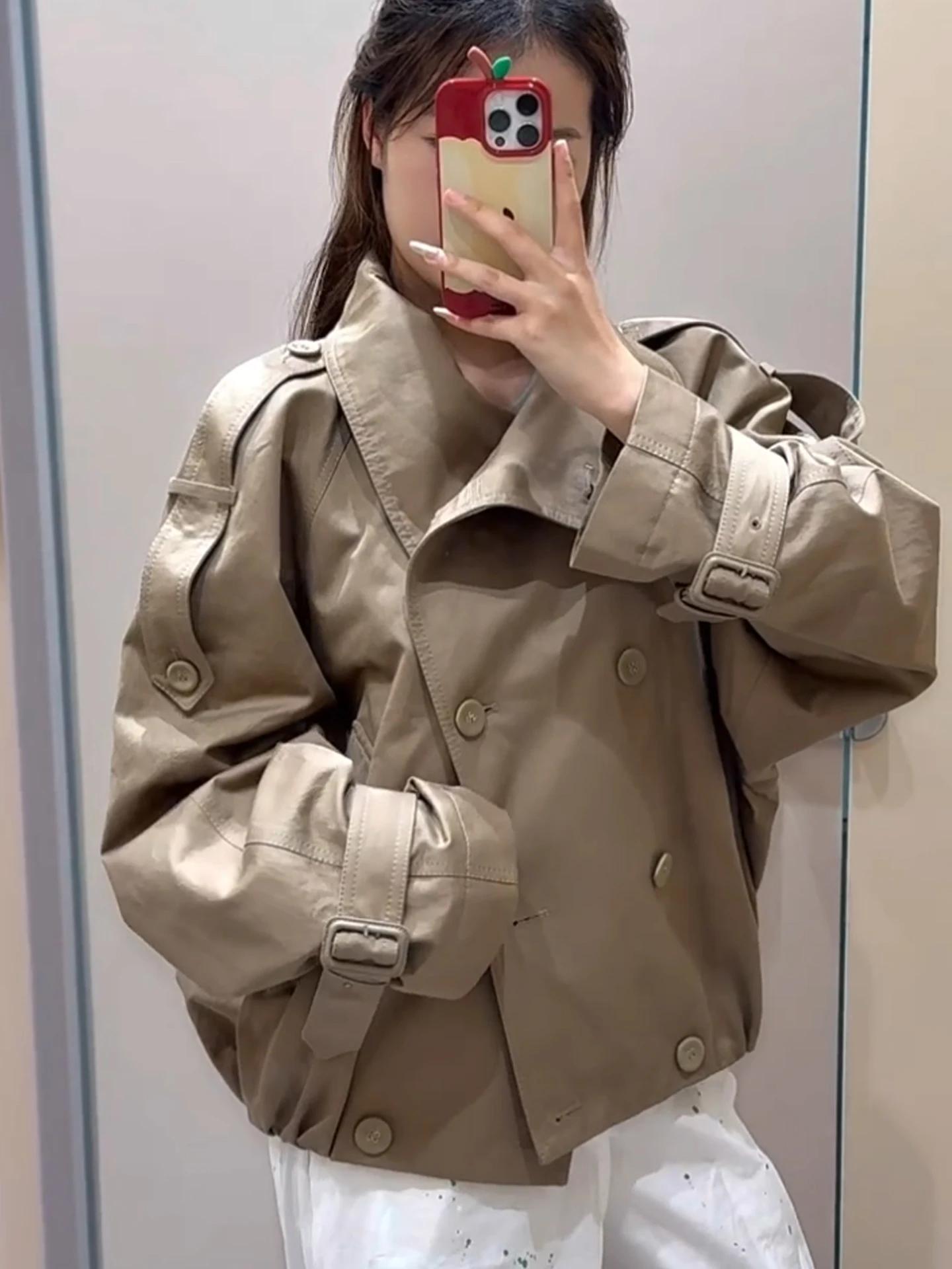 الرجعية تصميم الشارع ort معطف Jaet المرأة ربيع الخريف أناقة سيدة طوق صف مزدوج أزرار العصرية الأعلى الكورية Sle #2