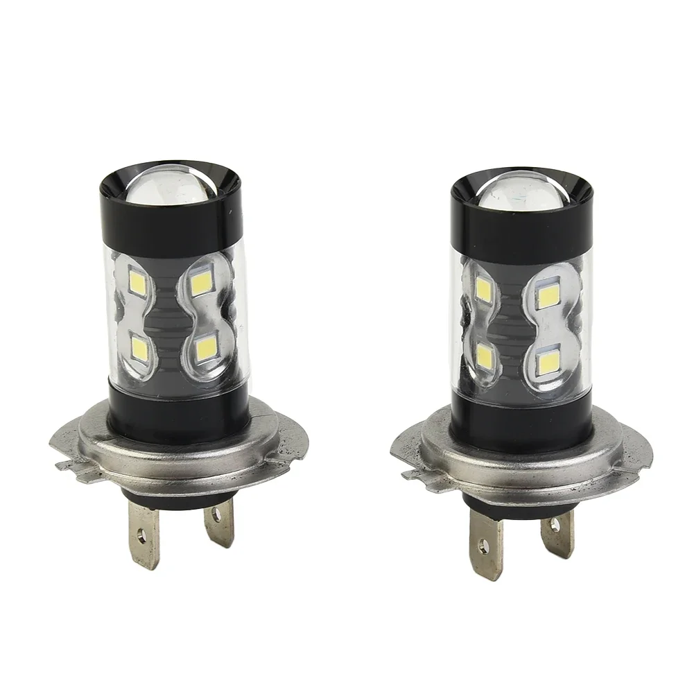Farol LED de alta potência luz de nevoeiro, lâmpadas DRL, luzes brancas do carro, lâmpada automática, H7, 80W, 6000K, 2pcs