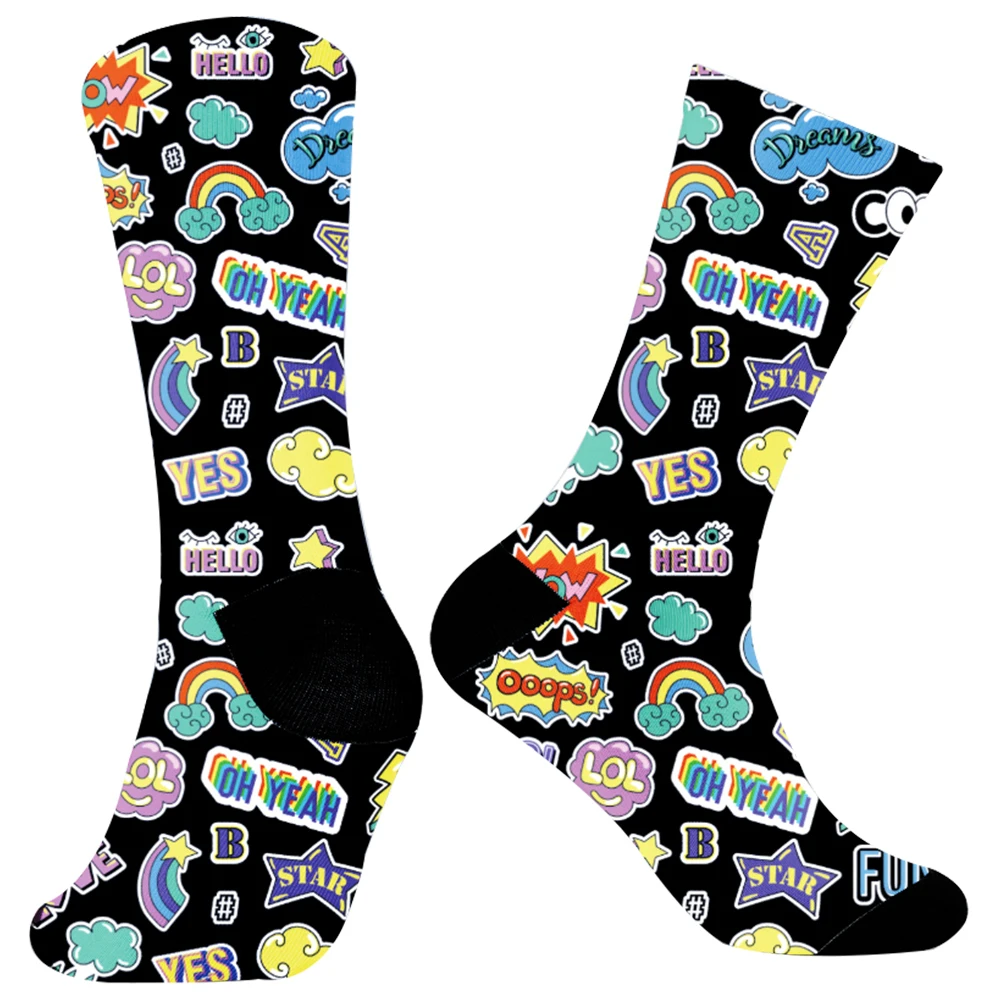 Chaussettes imprimées Happy Skateboard, Harajuku Fruit, Coton peigné, Été, Mode, Nouveau, 2024