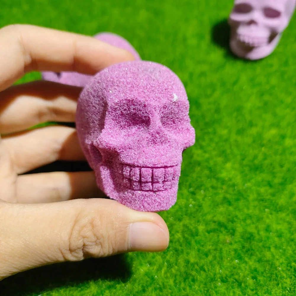 Artificial Ruby Skull Specimen UV Reactive Red Corundum for Holiday Gifts Decor Home and Office Decoration Festive Gifts
