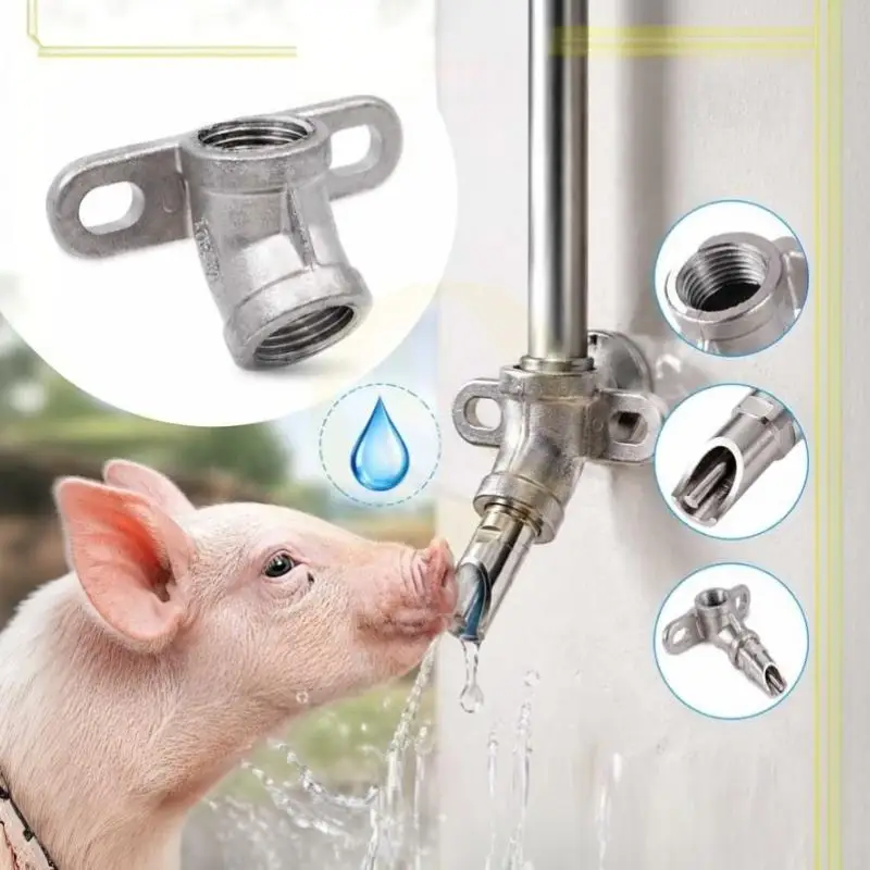 1 Set Pig Drinking Nozzle Automatic Water Feeder Stainless Steel 1/2 Threaded Interface Livestock Accessory