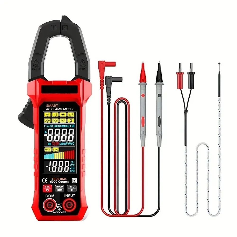TS601 Automatic Voice Clamp Meter Digital Multimeter With Flashlight For Electrical Testing AC DC Current Voltage Resistance Tem