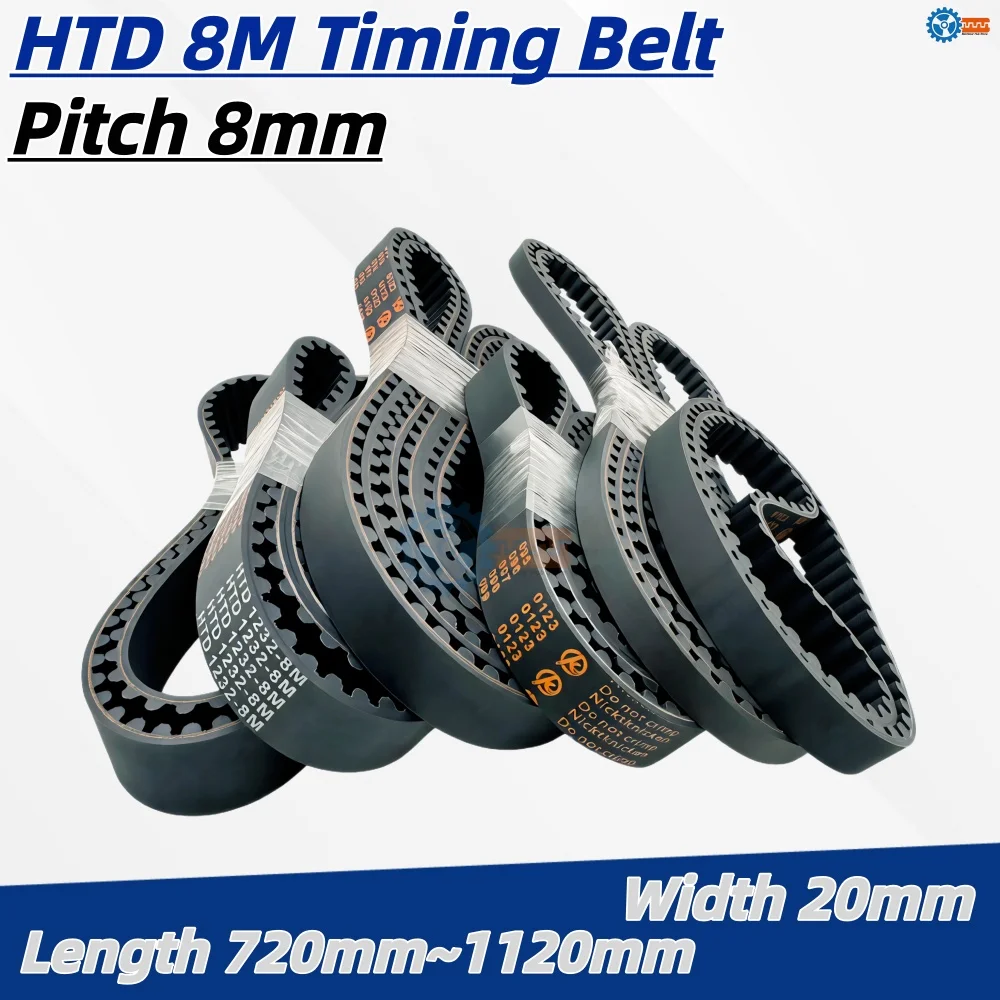 HTD 8M Closed Loop Timing Belt 20mm Width 720 728 736 744 752 760 768 776 784 792 800 808 816 824 832 840 848 856~1120mm