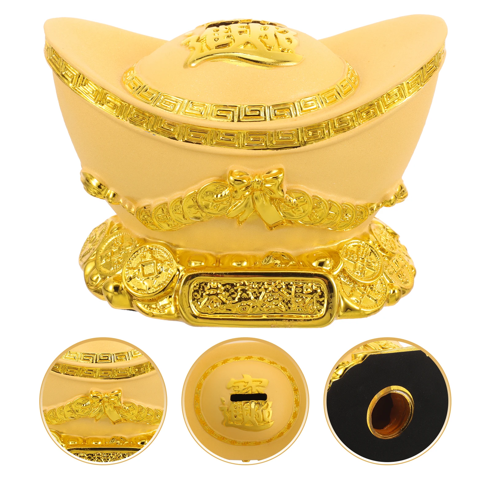 Gold Money Bank Small Cash Holder Resin Material Home Office Decor 4 Seasons Prosperity Piggy Bank Storage Jar