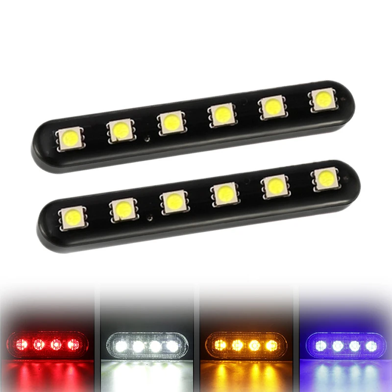 12V 6 LED Strobe Light Strip Car Motorcycle LED for Car Auto Truck SUV Motorcycle Tail Light Side Strobe Warning Flashing Light