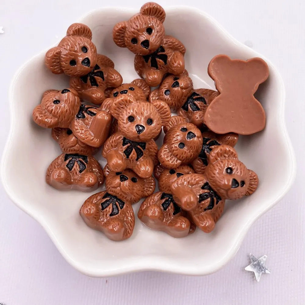 10PCS Hand Painted Resin Kawaii Colorful Bear Flatback Stone Figurine Scrapbook DIY Decor Home Accessories Crafts M113