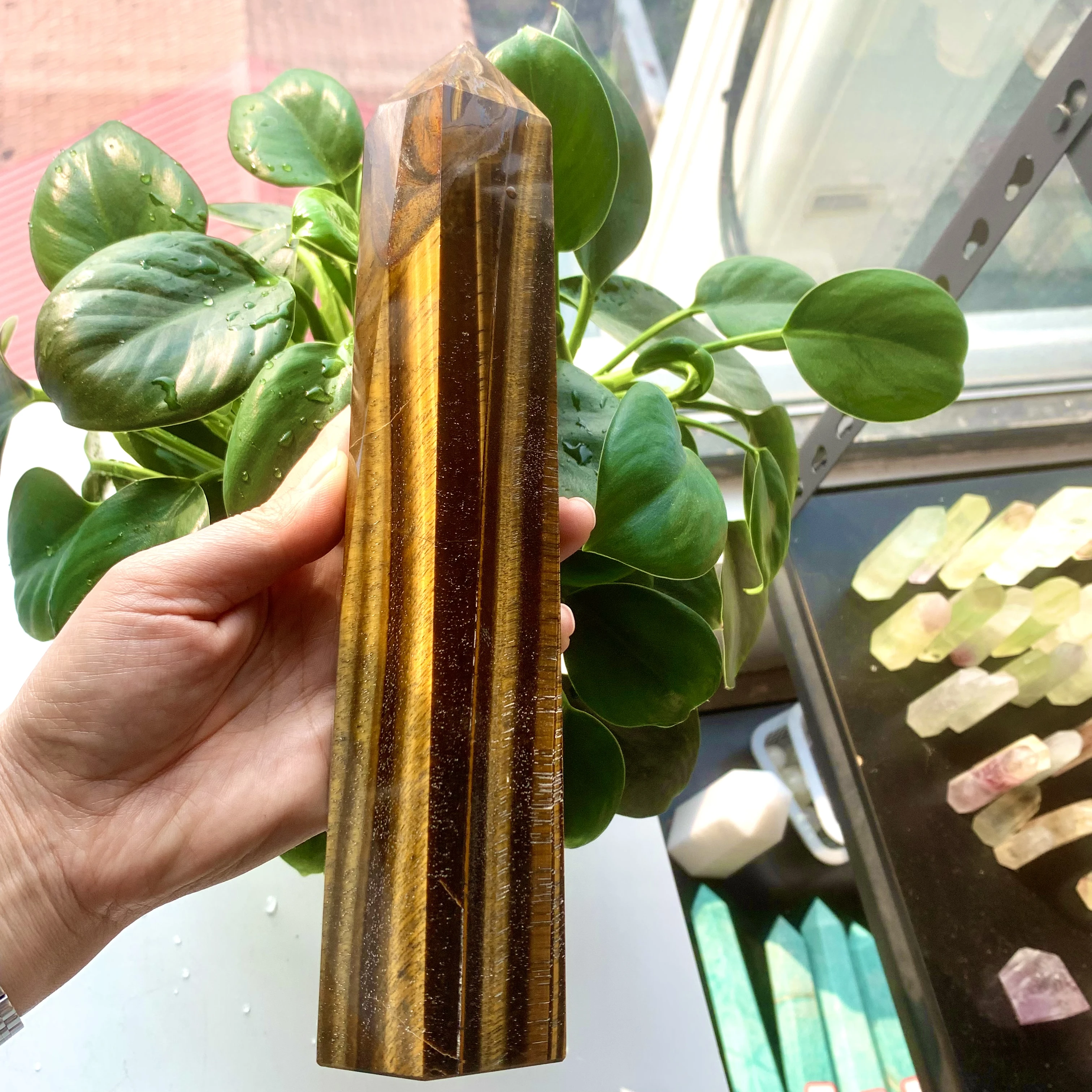 Natural Yellow Tiger Eye Crystal Tower Healing Energy Ore Mineral Obelisk Wand  Feng Shui Crafts Home Decor Gifts