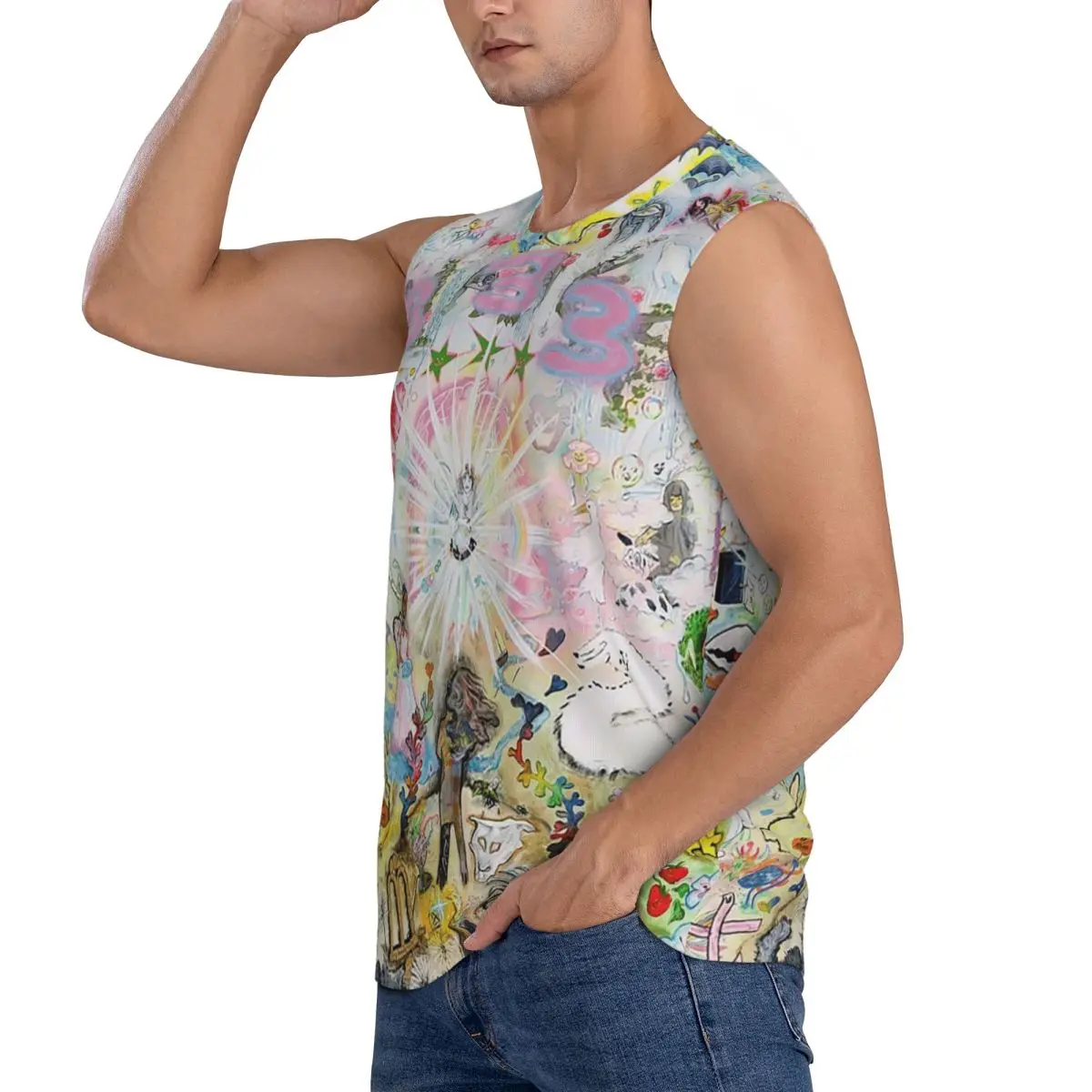 Drain Gang Bladee 333 Album Cov Men Sleeveless Tank Tops Quick Dry Breathable Gym Fitness Running Summer Casual Sport Vest