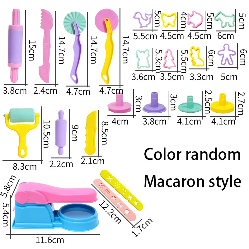 25-32pcs Play Dough 액세서리 세트 Playdough 도구 다양한 플라스틱 금형 롤링 핀 커터 어린이를위한 점토 모델 어린이