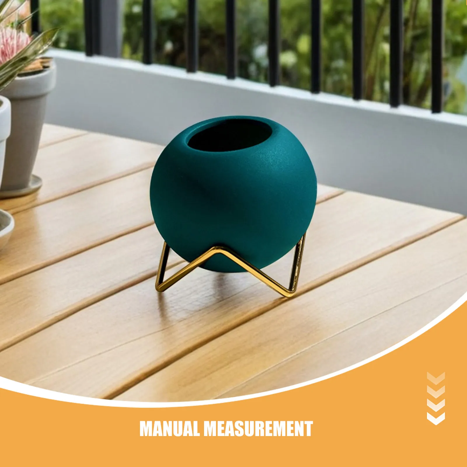 Ceramic Round Flower Pot with Galvanized Steel Stand Modern Home Decor Indoor Planter for Succulents Flowers Artistic Fashion