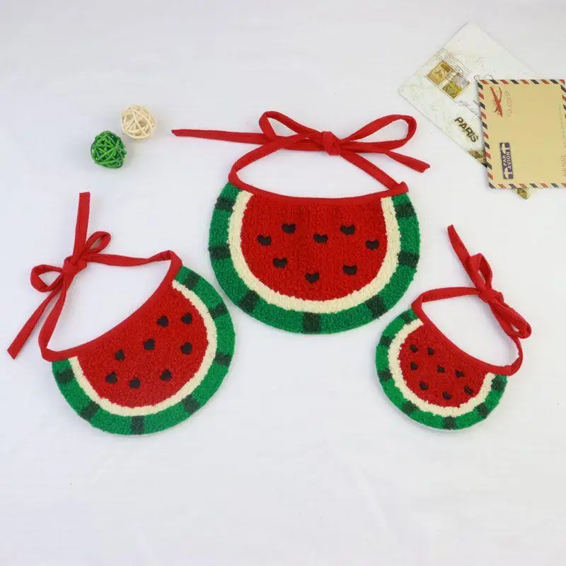 الكرتون البطيخ وشاح للحيوانات الأليفة ، منشفة اللعاب ، الكلب والقط طوق مريلة ، جرو فستان الملحقات #5