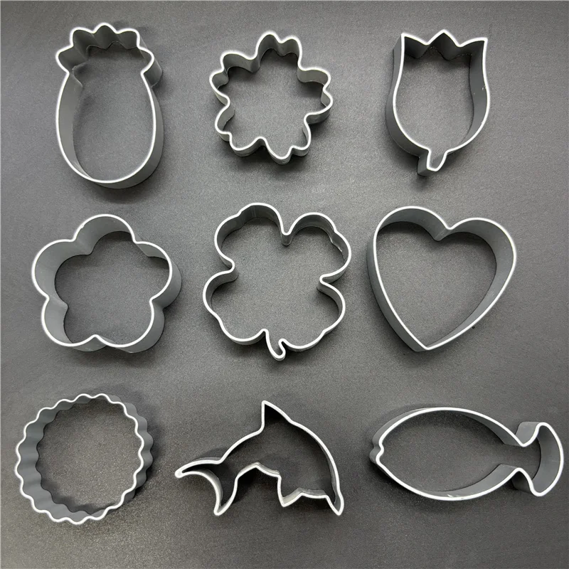 10PCS/Set Aluminum Alloy Cookie Cutters Flower Heart Fish Shaped Pastry Biscuit Cutter for Sweet Treats