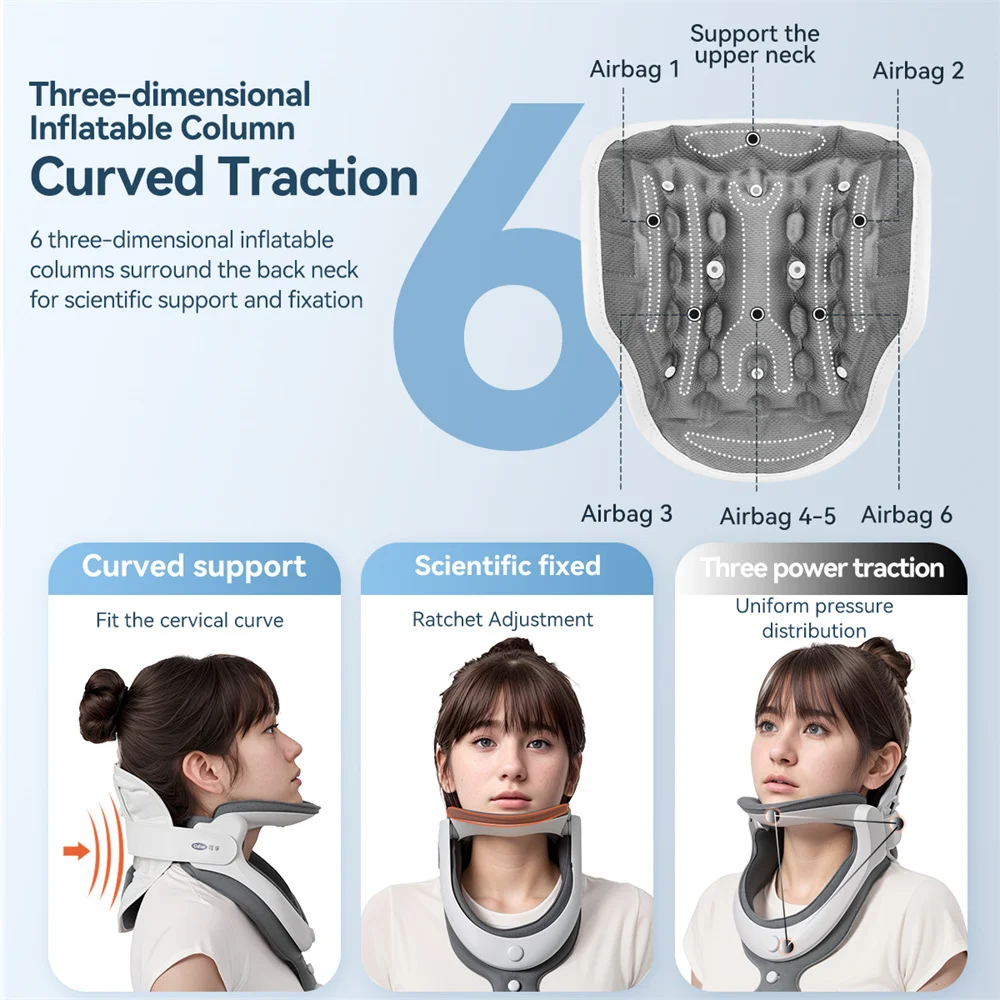 Cofoe Adjustable Cervical Traction Device Posture Corrector Cervical Neck Braces Support Stretcher Spine Protector Pain Relief