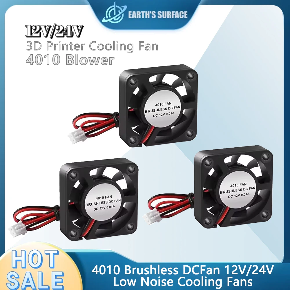 

Вентилятор для 3D-принтера 4010, бесщеточный, постоянного тока, 12В/24В, 40*40*10мм, низкошумный, охлаждающий, с шарикоподшипником, гидравлическим подшипником