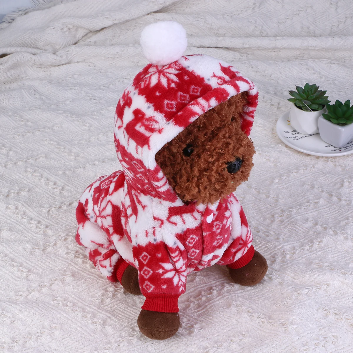 

Pet Dog Cat Christmas Clothes Deer Flannel Jumpsuit Comfortable Party Costume Party Wear Size S Pet Christmas Jumpsuit