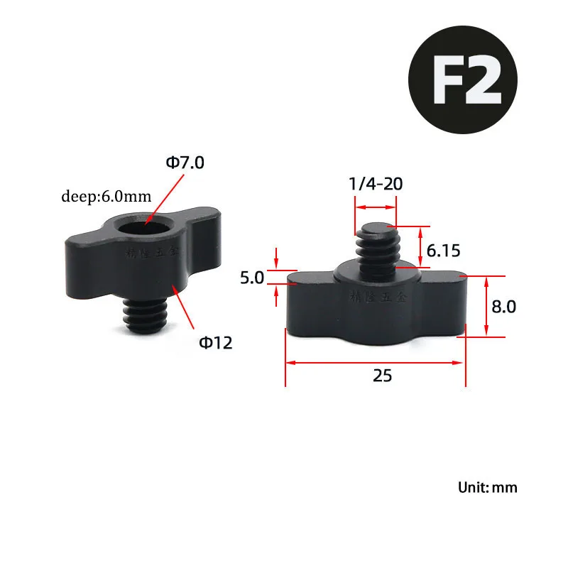 

1/4-20 Adjusting Knob Screw Nuts Aluminum Alloy Photography Equipment Accessories, US and British thread Red & Black