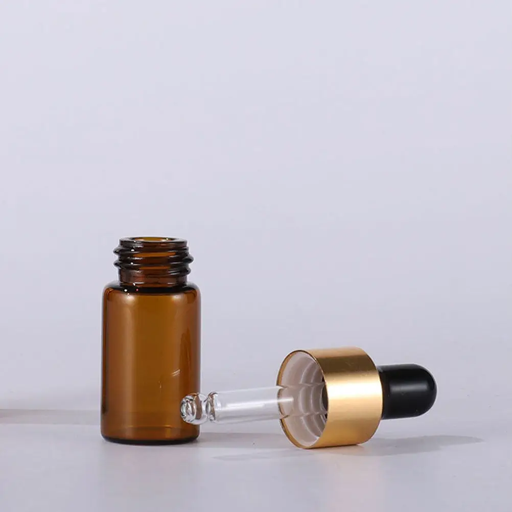 20 botellas cuentagotas de vidrio de 2 ml, botellas portátiles con cuentagotas para aceites esenciales, para muestras de perfume, mezclas líquidas, viajes, uso diario