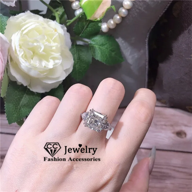 CC Women Rings Silver Color Zirconia Luxury Wedding Engagement Accessories Square Stone Fine Jewelry Drop Shipping CC1665