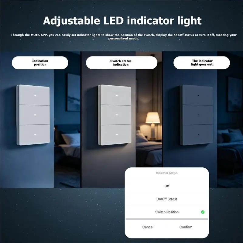 CYCLI-Tuya Star Grand Series Zigbee 3-Way Smart Light Switch 10A Neutral Required Touch Wall Light Control For Google Home