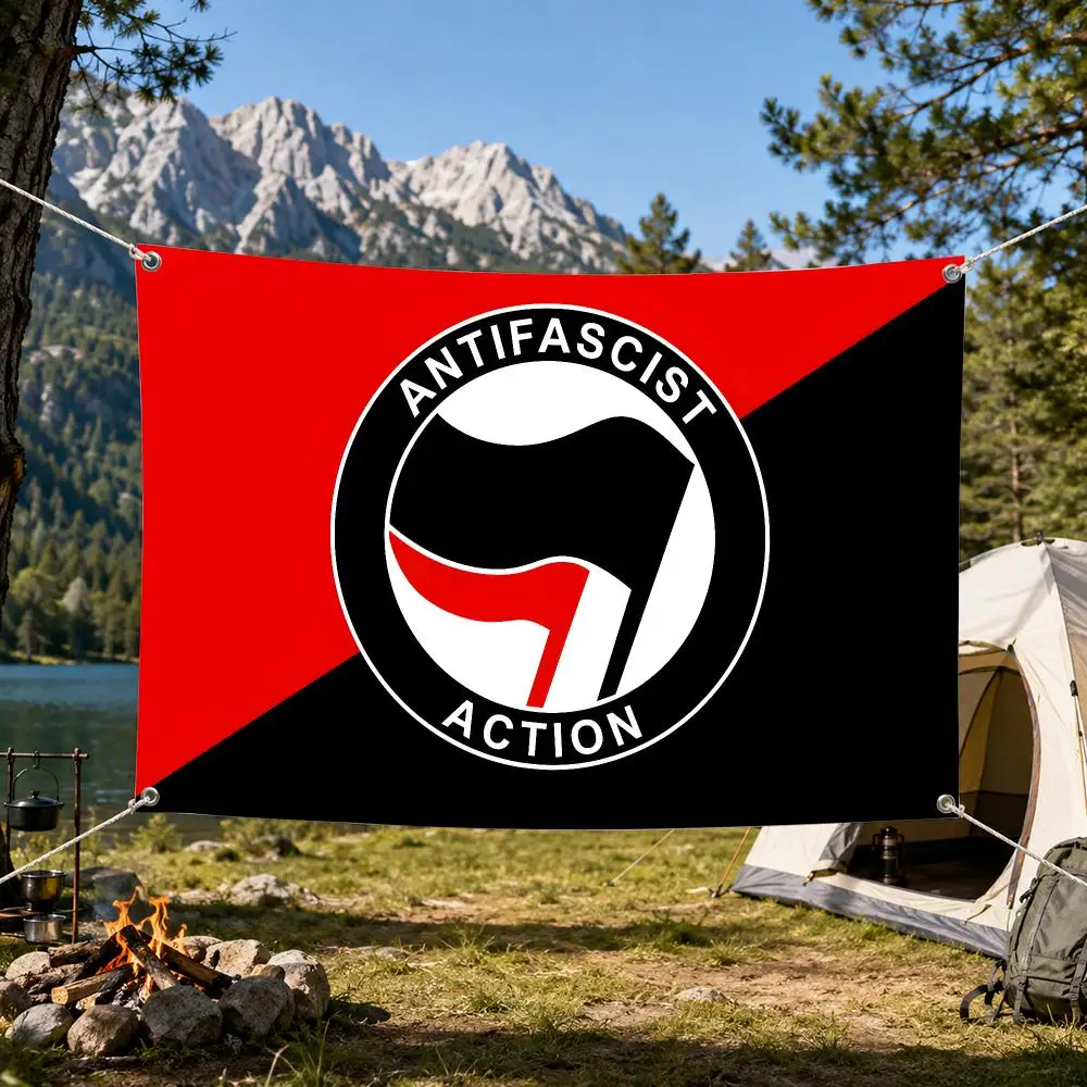 Antifascist Action Anti-Racism Flags Aesthetic Wall Tapestry Printed Wall Hanging Living Room Party Outdoor Decor