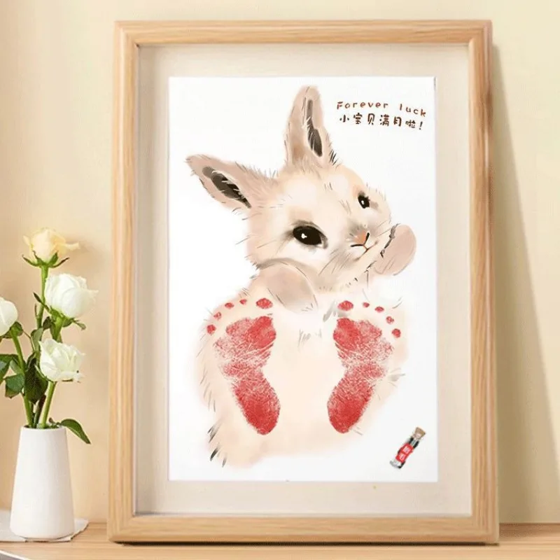 Children's Birthday Commemorative Gift Newborn Full Moon 1Year Old Hand and Foot Print Souvenir Baby Extremity-Print Photo Frame