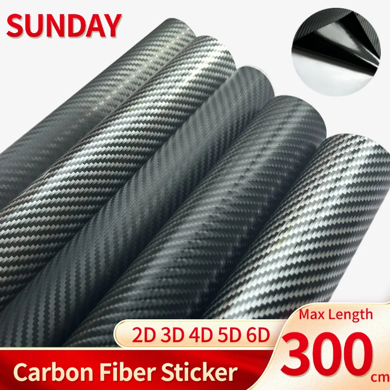 

Car Stickers Carbon Fiber Vinyl Gloss Black Wrap Film 2D 3D 4D 5D 6D Motorcycle Car Accessories Decorative Protection Sticker