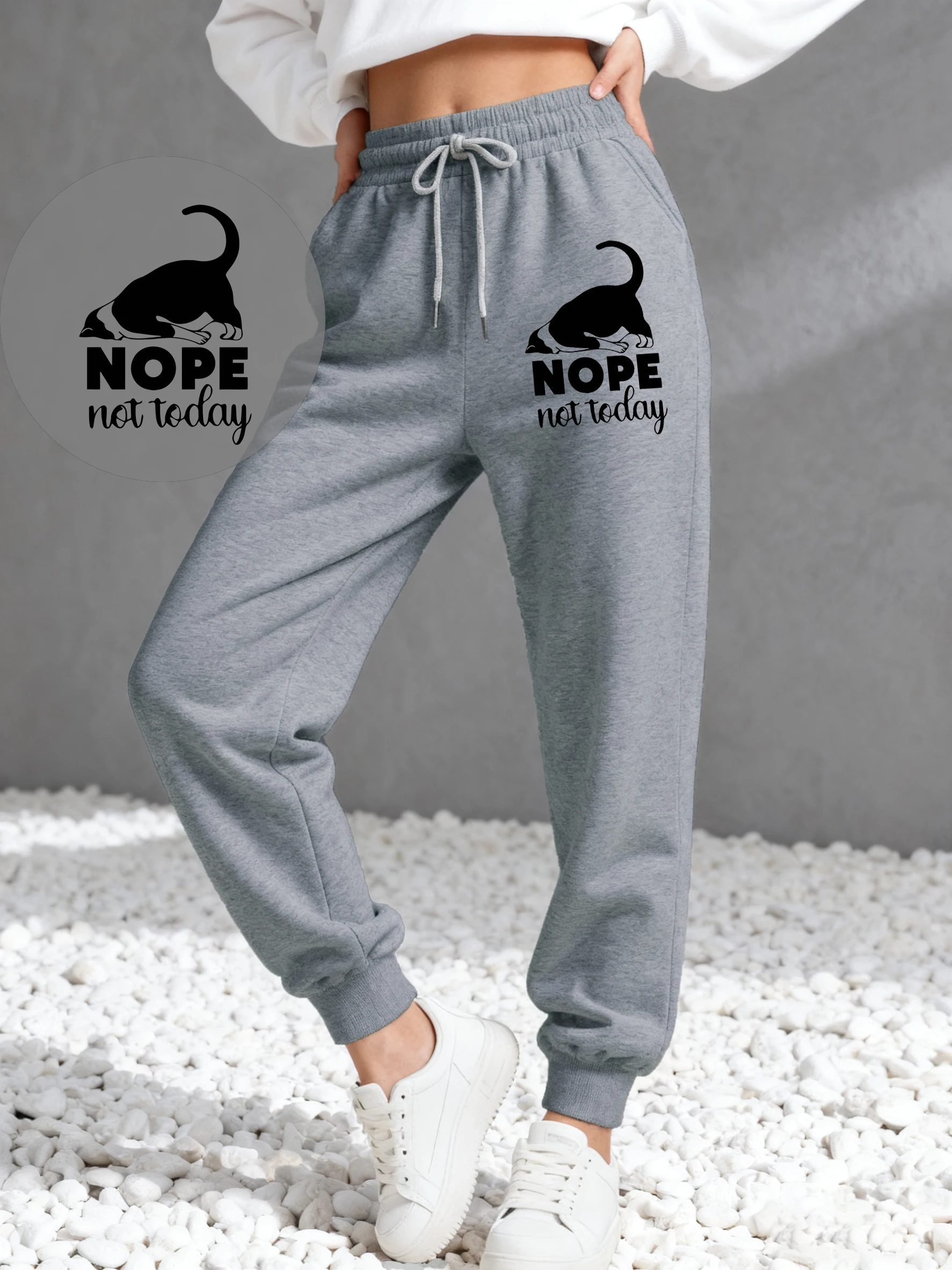 Nope Not Today Cartoon Dog Printing Women Pants Casual Multicolor Sweatpants Autumn Fashion Sweatpant Fleece Y2K Jogging Pant