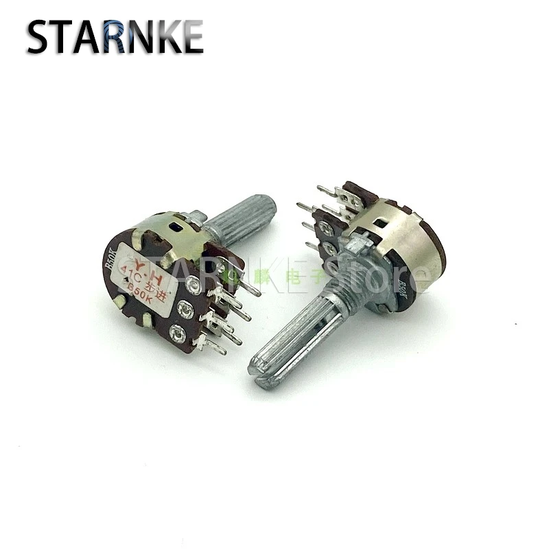 

2PCS 16 Type B50K 6-Pin Double With Stepping Speaker Amplifier Audio Volume Adjustment Potentiometer Flower Shaft Length 25mm