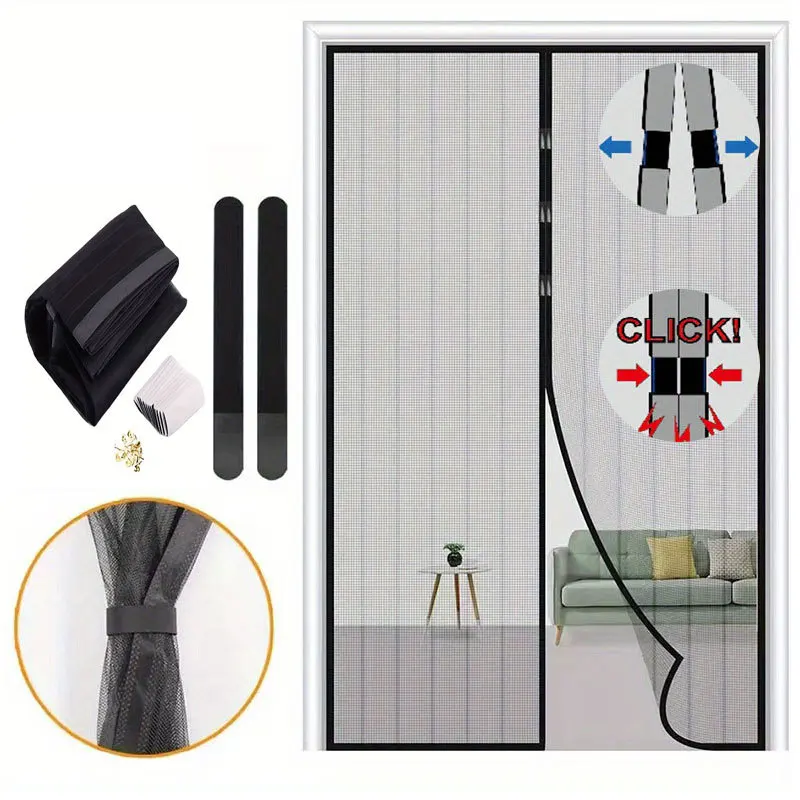 Magnetic Mosquito-Resistant Door Curtain with Soft Screen Kitchen Door Curtain Anti-Mosquito Magnetic Strip for Home Safety