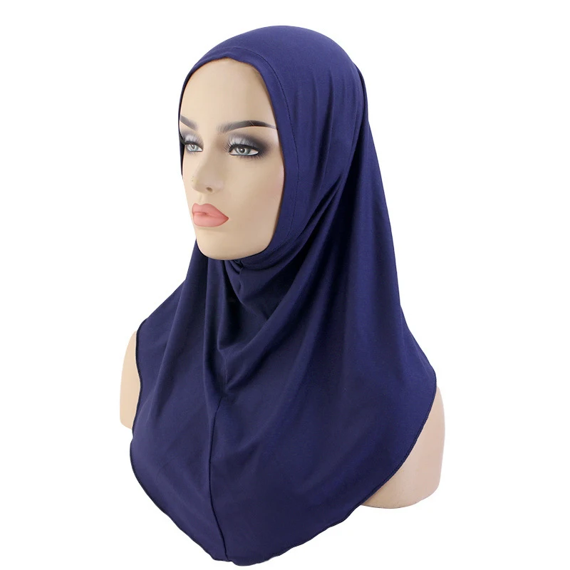 

New Modal Cotton Plain Muslim Instant Hijab One Piece Amira Pull On Islamic Scarf Shawls Headscarf Ramadan Pray Hats Head Wraps