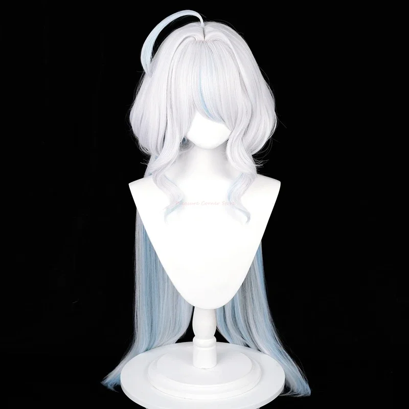 Genshin Impact Focalors Cosplay Wig Long Silver White Blue Wig Cosplay Anime Cosplay Wigs Heat Resistant Furina Focalors Wigs