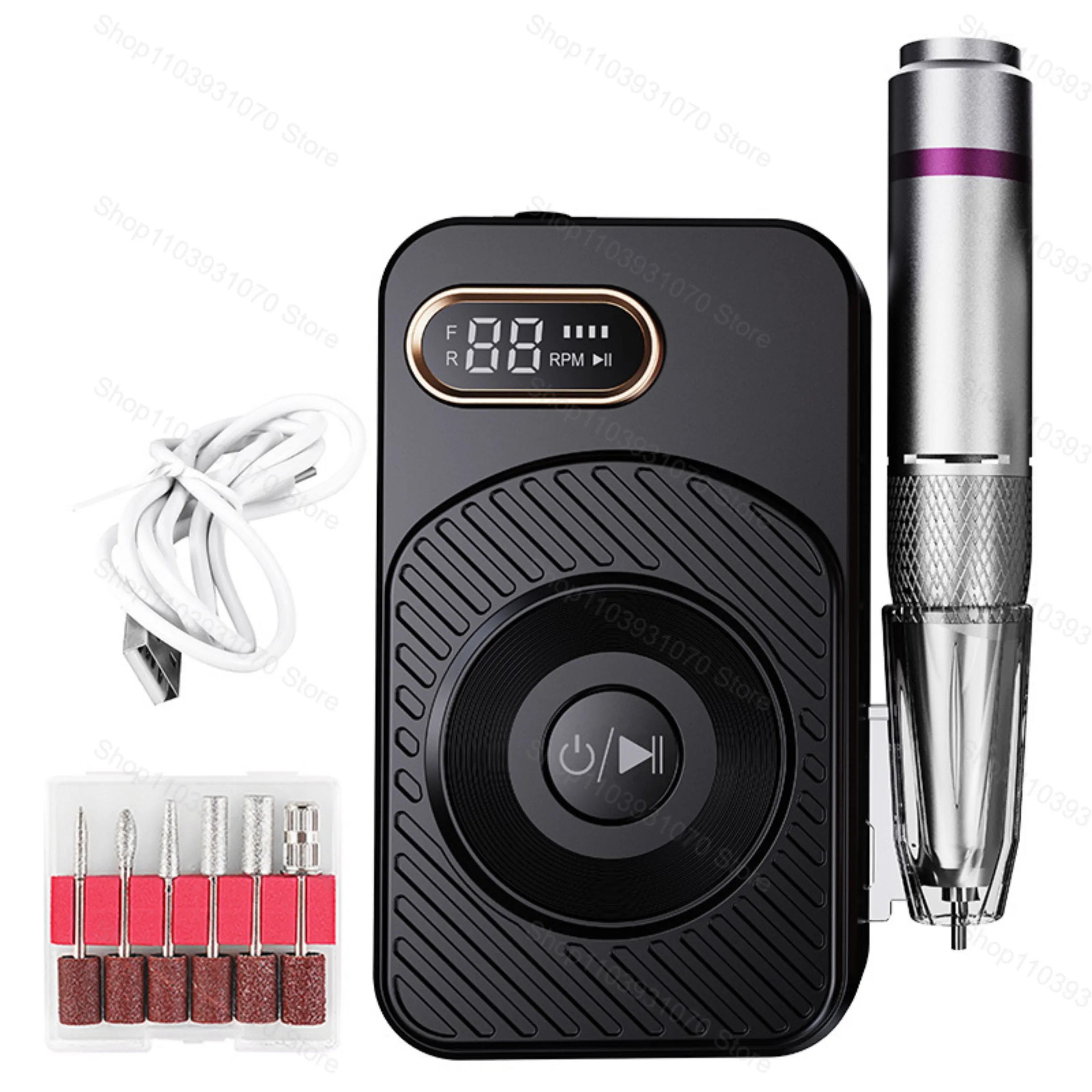 ماكينة حفر أظافر كهربائية قابلة لإعادة الشحن 45000 دورة في الدقيقة لمعدات فن الأظافر مانيكير وباديكير أداة أظافر محمولة مع شاشة LCD #4