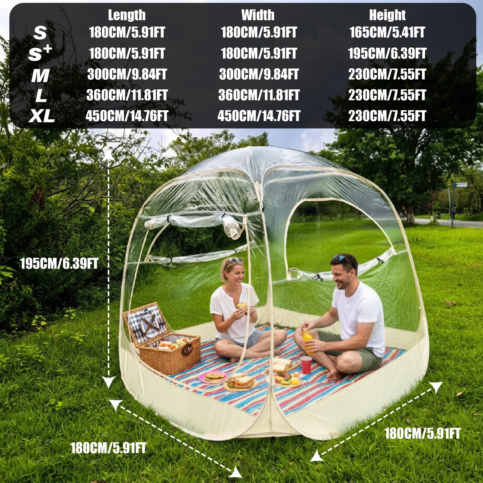 2-4 Person Tool-Free Clear Bubble Tent, Instant Pop Up Dome Shelter, Foldable Transparent Gazebo with Carry Bag