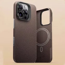 Asdipsa Genuine Aramid Carbon Fiber for Magsafe Case For iPhone 17 16 Pro Max 15Pro Matte Braided Woven Ultra Thin Light Cover