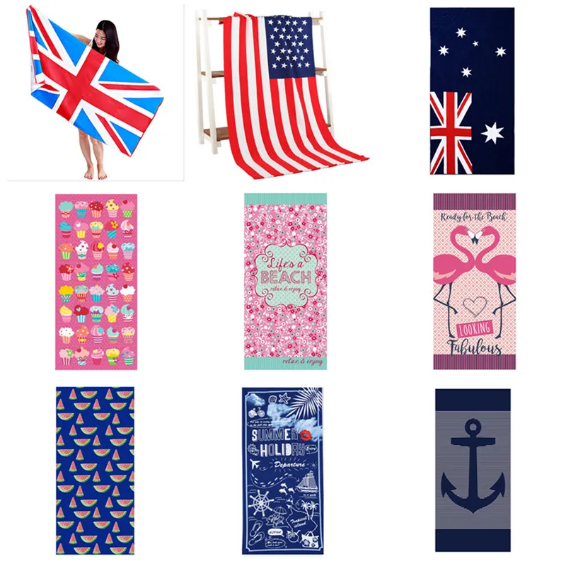 70x150cm Microfiber Summer Printed Absorbent Beach Towel Adult Swimwear Cover Home Hotel Travel Bathroom Shower Bath Mat