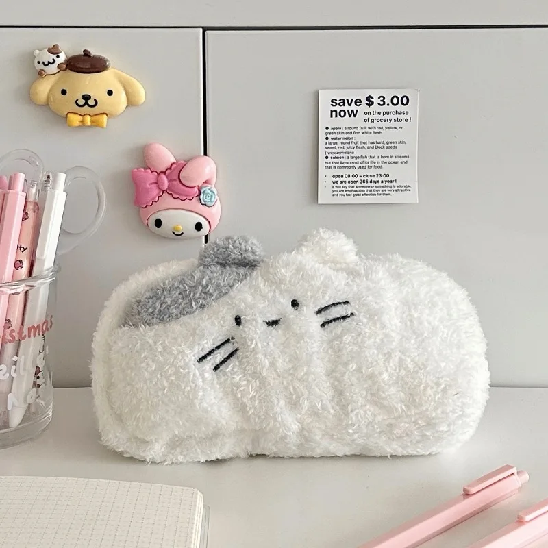 Imagem -06 - Animal Bordado Plush Pencil Case Bolsa de Moda Simples Bolsa de Papelaria Kawaii Material Escolar Presente dos Miúdos Criança Bonito