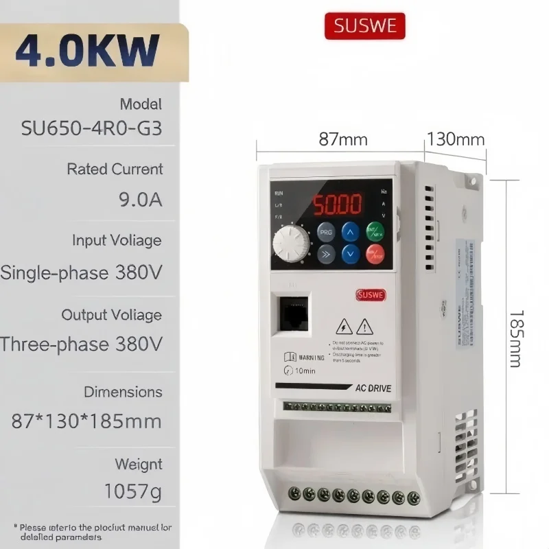 VFD 0,75/1,5/2,2/4/5,5kW Ingang Driefasig 380V, Uitgang Driefasig 380V Vector Frequentieomvormer, Motorsnelheidsregelaar