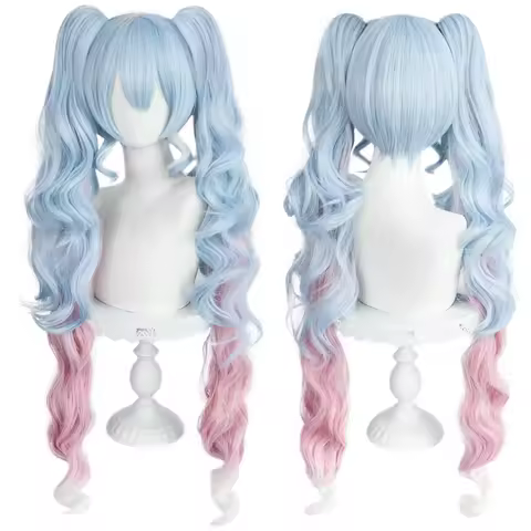 2023 Snow Miku 90cm Long Anime Cosplay Wigs Fiber Heat Resistant Synthetic HVOCALOIDair + Wig Cap