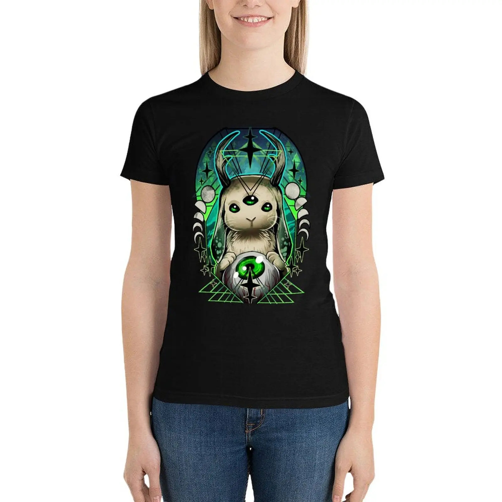 Space Bunny T-Shirt graphics Female clothing Women t-shirts