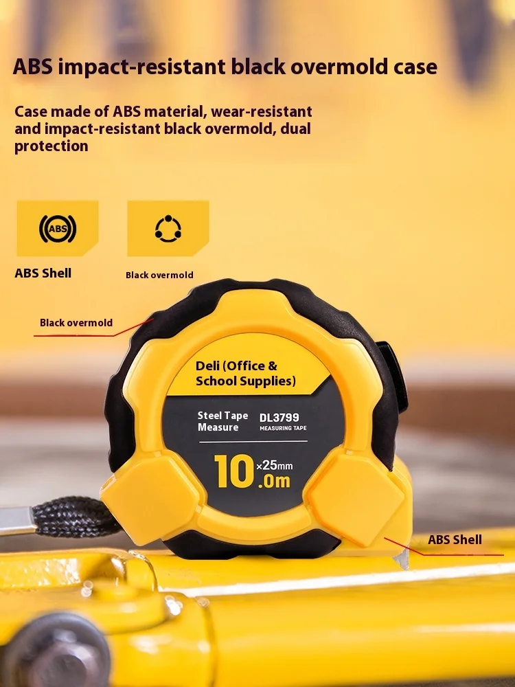 Deli Tool Steel Tape Measure 3M/5M/7M/10M Portable Metric Small Drawing Multi-Specification for Measurement and Calculation