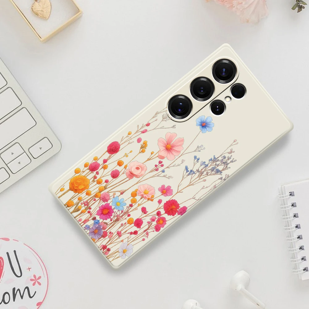 

Fresh Floral Style Phone Case For Samsung Galaxy S25 S24 S23 S22 S21 S20 Ultra Plus S23 FE S21FE S20FE S10 Plus Silicone Cover