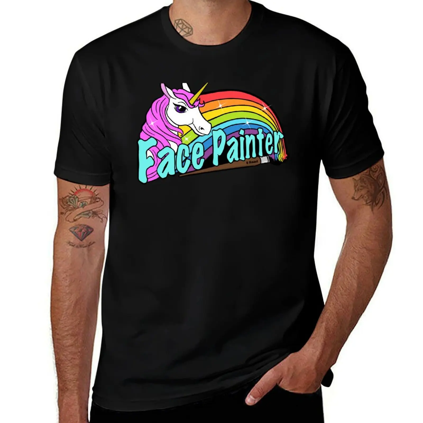 

shirt man t 100% Face unicorn rainbow T-Shirt for T-Shirt and tshirt cotton facepainter painter