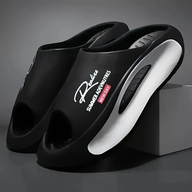 

Легкие мужские шлепанцы из EVA | Черно-белый мультяшный дизайн, открытые пальцы ног, удобные круглый год, для повседневного использования в помещении/на улице.