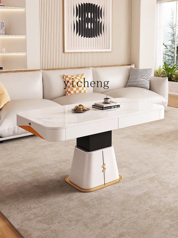 Tqh Simple and Light Luxury Multi-Function Lifting Stone Plate Coffee Table Intelligent Integrated Electric Tea Table