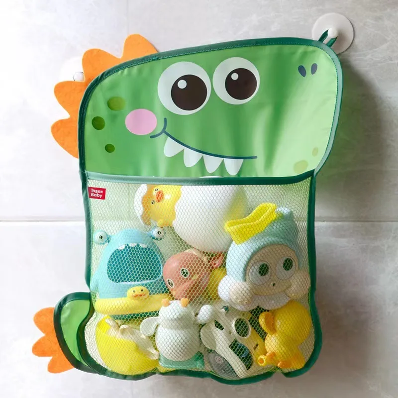 Green Dinosaur Bath Toys for Baby Bathroom Mesh Organizer Bag Cartoon Chicken Animal Shapes Net Case Children Cloth Sand Toys