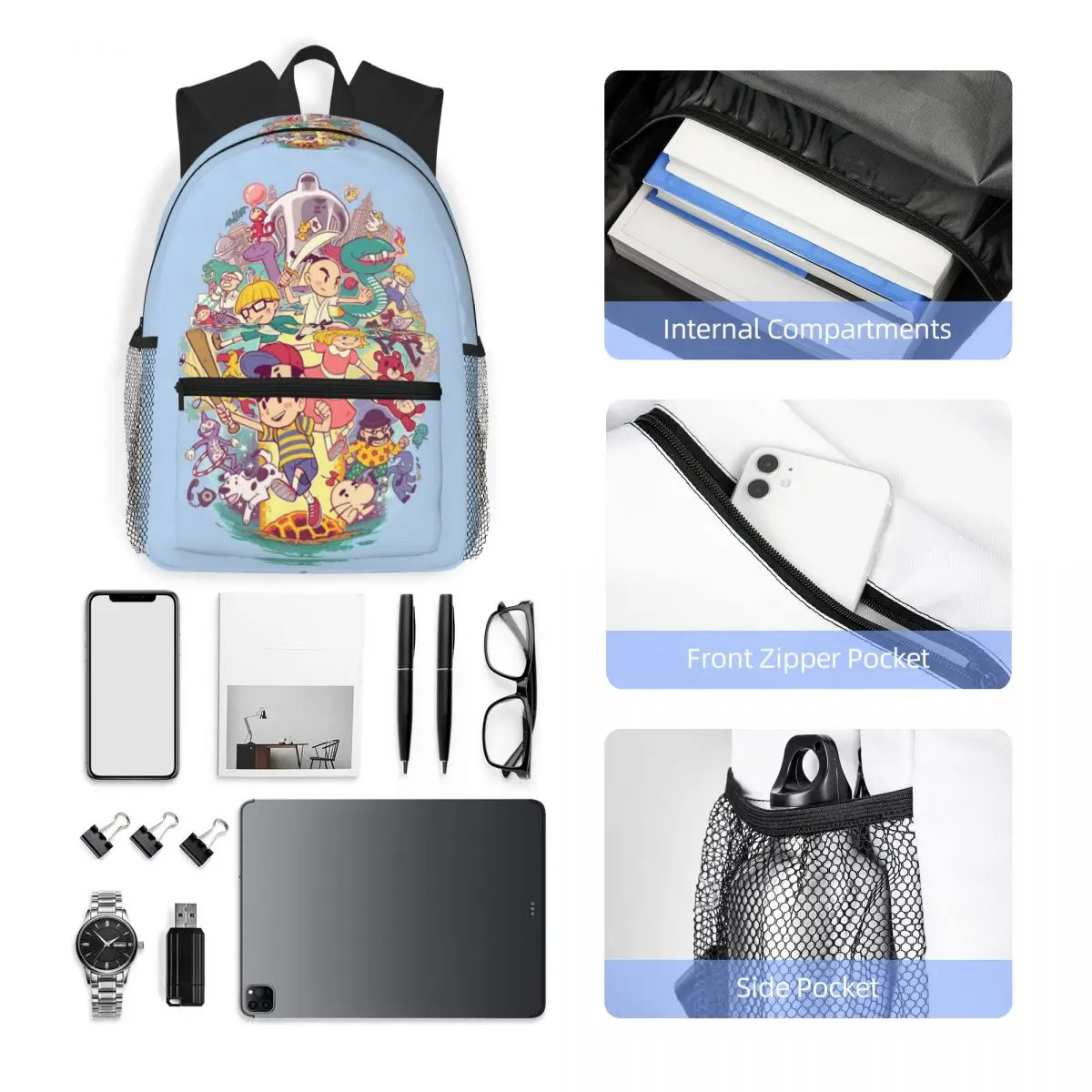 Tas Sekolah Ransel Pelajar Earthbound Tas Travel Hiking untuk Pria Wanita Tas Buku Fashion Tas Bahu