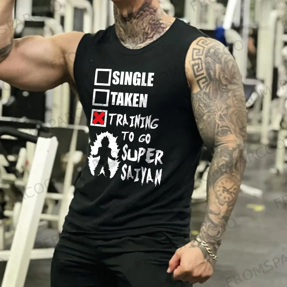

New Dragon Ball Anime Goku Peripheral Print Tank Top Gym Men's Casual Loose Sports Summer Fashion Pure Cotton Vest ins